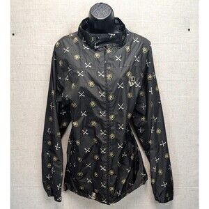 Indigo Red Denim Co Windbreaker Jacket Bones Skull Floral Black Men's Size L